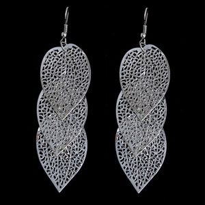 Boho Silver Leaf Dangle Earrings
